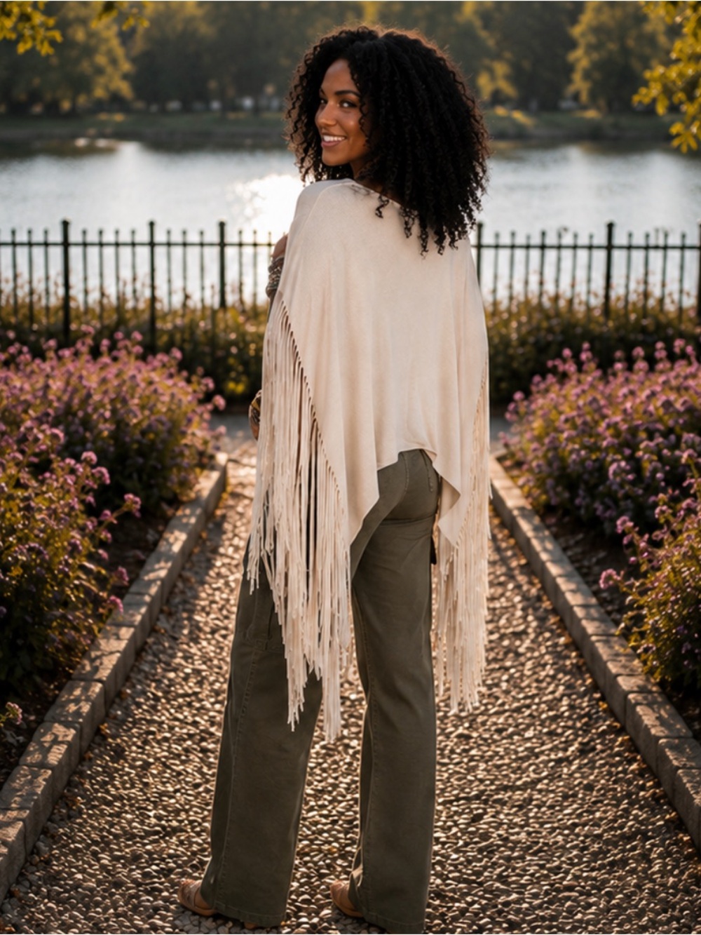 Showstopper Fringe Poncho Top | Boho Western Festival Oversized Tunic - Picture 5 of 12